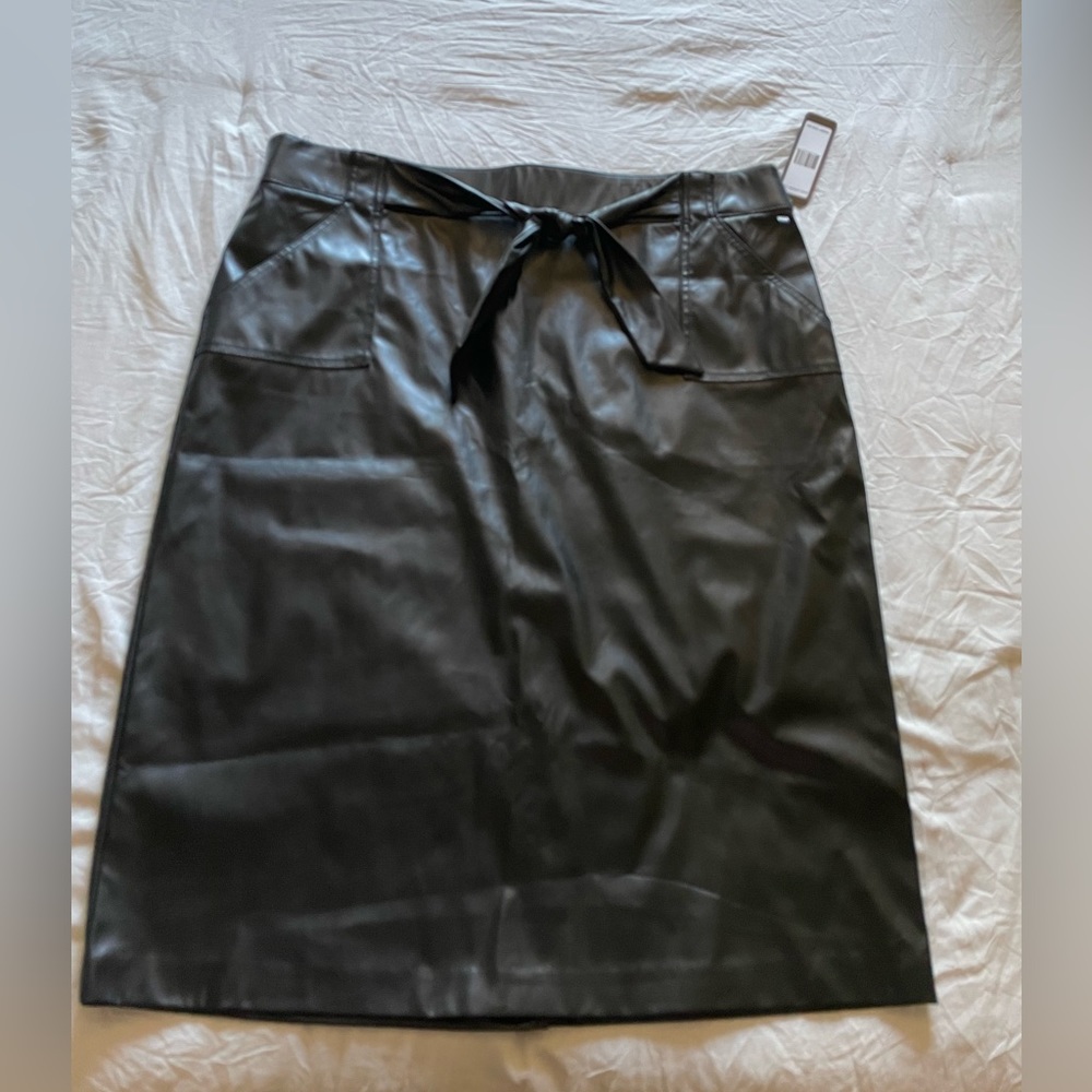 NWT black latex skirt